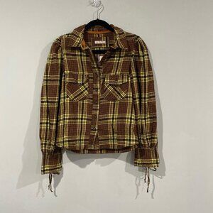 Free People We The Free Sun City Plaid Top Size S